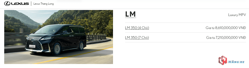 Bảng giá xe Lexus MPV mới nhất